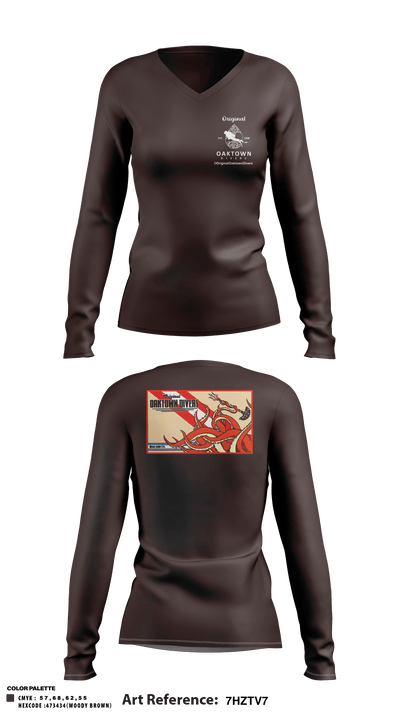 Original Oaktown Divers 71908352 Women's Long Sleeve V-neck Shirt - 1