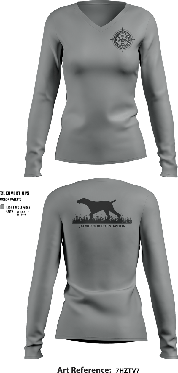 Women's Long Sleeve Vneck Shirt, Jaimie Cox Foundation, , Teamtime, Team time, sublimation, custom sports apparel, team uniforms, spirit wear, spiritwear, sports uniforms, custom shirts, team store, custom team store, fundraiser sports, apparel fundraiser