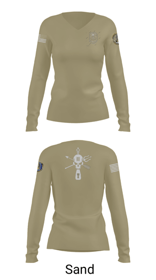 Women's Long Sleeve Vneck Shirt, , Army, Teamtime, Team time, sublimation, custom sports apparel, team uniforms, spirit wear, spiritwear, sports uniforms, custom shirts, team store, custom team store, fundraiser sports, apparel fundraiser