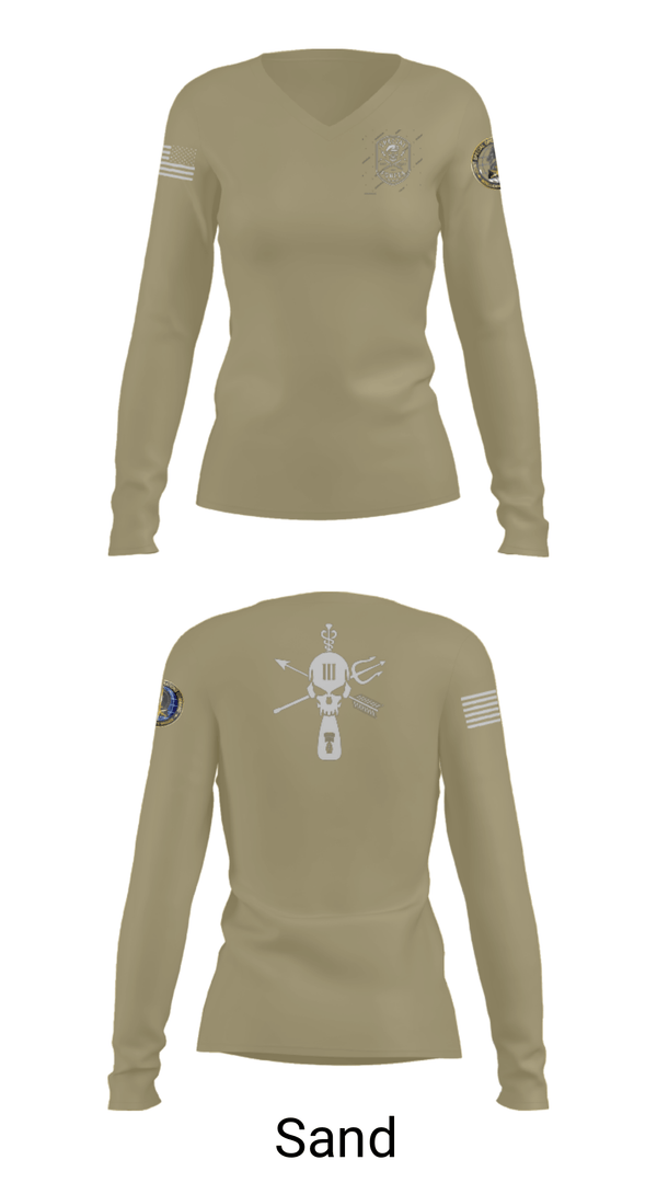 Women's Long Sleeve Vneck Shirt, , Army, Teamtime, Team time, sublimation, custom sports apparel, team uniforms, spirit wear, spiritwear, sports uniforms, custom shirts, team store, custom team store, fundraiser sports, apparel fundraiser