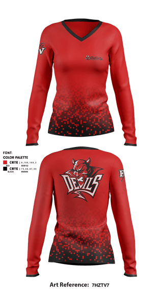 Women's Long Sleeve Vneck Shirt, East Valley High School, Spirit Store, Teamtime, Team time, sublimation, custom sports apparel, team uniforms, spirit wear, spiritwear, sports uniforms, custom shirts, team store, custom team store, fundraiser sports, apparel fundraiser