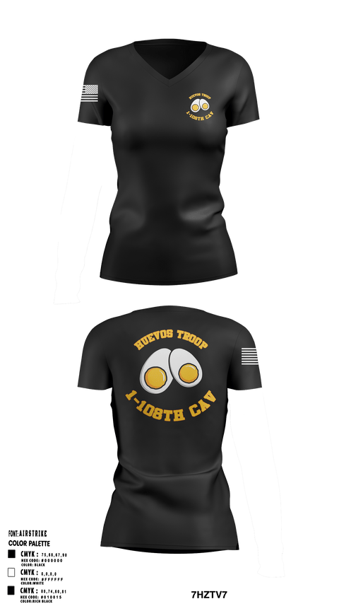 Women's Short Sleeve Vneck Shirt, 1-108 CAV HHT, Army, Teamtime, Team time, sublimation, custom sports apparel, team uniforms, spirit wear, spiritwear, sports uniforms, custom shirts, team store, custom team store, fundraiser sports, apparel fundraiser