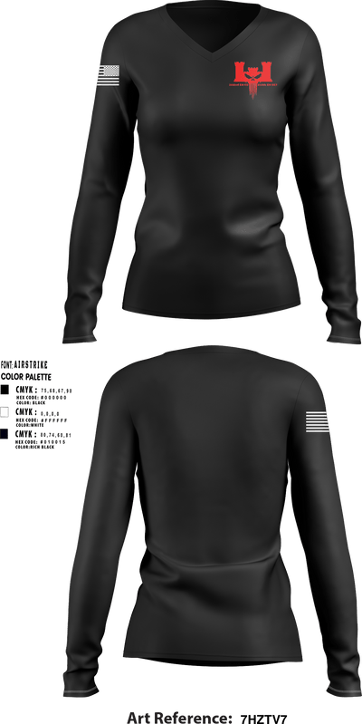302nd EN CO 64266225 Women's Long Sleeve V-neck Shirt - 3