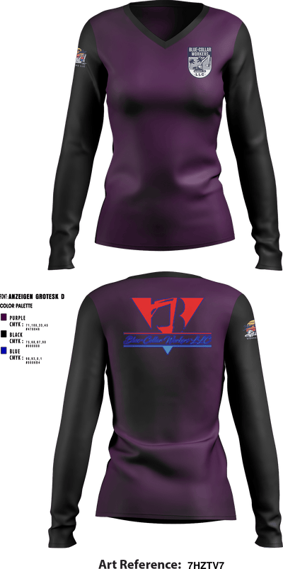 Blue-Collar Workers LLC 20683882 Women's Long Sleeve V-neck Shirt - 1