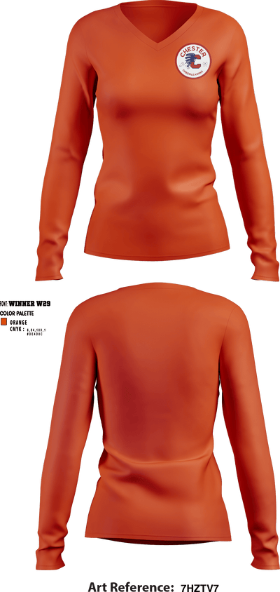 Chester High School Cheer 46279495 Women's Long Sleeve V-neck Shirt - 1