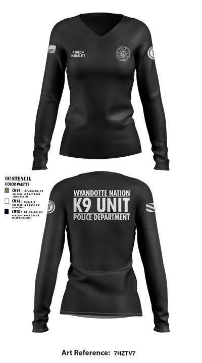 K9 Unit 27578074 Women's Long Sleeve V-neck Shirt - 6