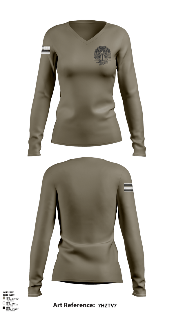 Women's Long Sleeve Vneck Shirt, , National Guard, Teamtime, Team time, sublimation, custom sports apparel, team uniforms, spirit wear, spiritwear, sports uniforms, custom shirts, team store, custom team store, fundraiser sports, apparel fundraiser