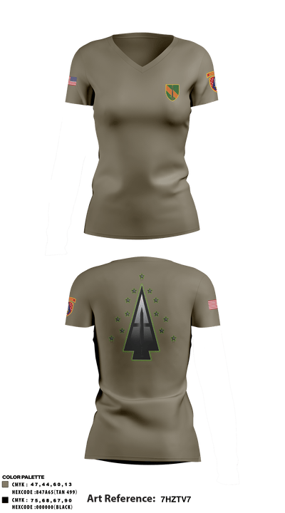 A Co, 1st BN, 4SFAB 88998967 Women's Short Sleeve V-neck Shirt - 70
