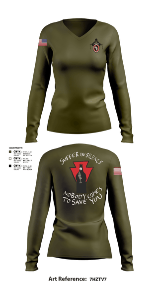 Women's Long Sleeve Vneck Shirt, Aco 1-111th secfor1-111 MTR renew, National Guard, Teamtime, Team time, sublimation, custom sports apparel, team uniforms, spirit wear, spiritwear, sports uniforms, custom shirts, team store, custom team store, fundraiser sports, apparel fundraiser