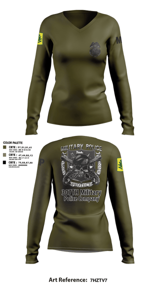 Women's Long Sleeve Vneck Shirt, 307TH Military Police Company, , Teamtime, Team time, sublimation, custom sports apparel, team uniforms, spirit wear, spiritwear, sports uniforms, custom shirts, team store, custom team store, fundraiser sports, apparel fundraiser