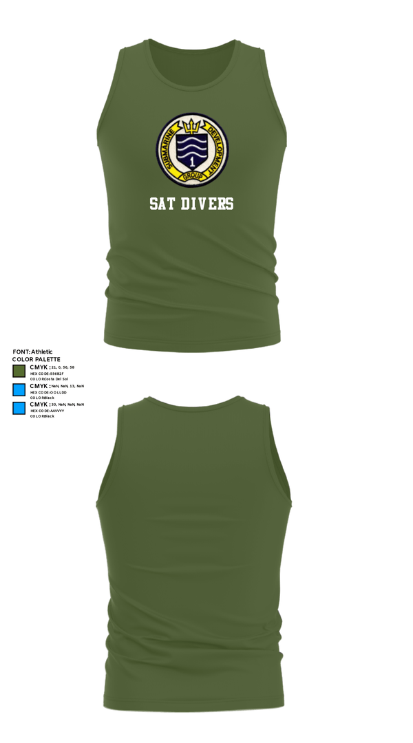 Tank Top, SAT DIVERS, Navy, Teamtime, Team time, sublimation, custom sports apparel, team uniforms, spirit wear, spiritwear, sports uniforms, custom shirts, team store, custom team store, fundraiser sports, apparel fundraiser