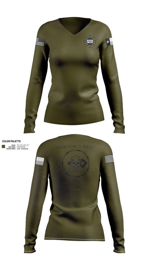 Women's Long Sleeve Vneck Shirt, , National Guard, Teamtime, Team time, sublimation, custom sports apparel, team uniforms, spirit wear, spiritwear, sports uniforms, custom shirts, team store, custom team store, fundraiser sports, apparel fundraiser