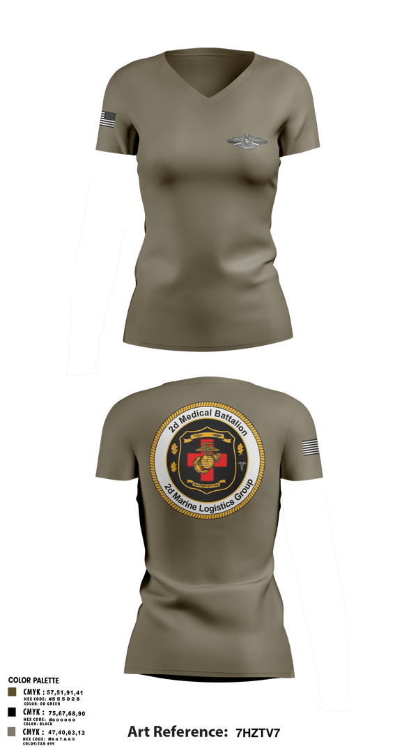 Women's Short Sleeve Vneck Shirt, 2D MED BN, 2FSSG, 2MARFORLANT, Navy, Teamtime, Team time, sublimation, custom sports apparel, team uniforms, spirit wear, spiritwear, sports uniforms, custom shirts, team store, custom team store, fundraiser sports, apparel fundraiser