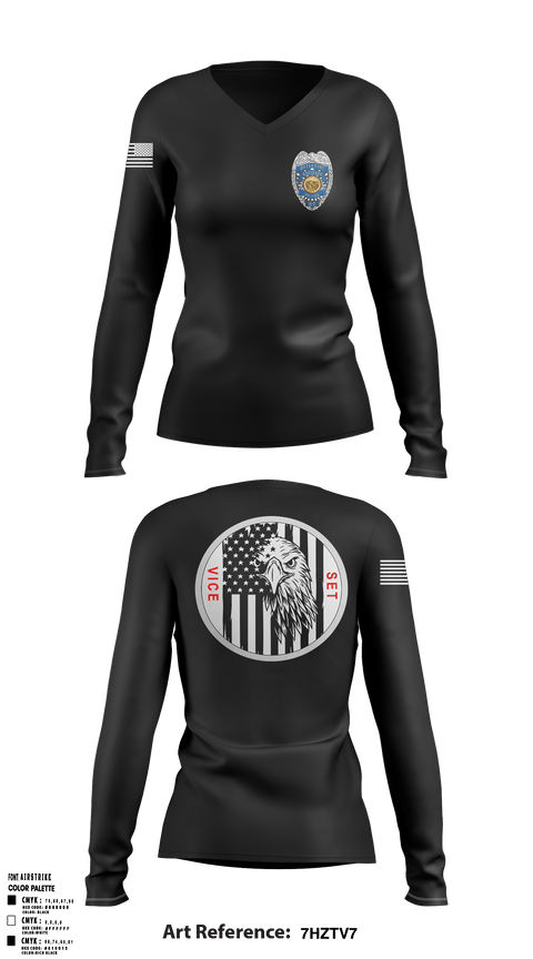 Women's Long Sleeve Vneck Shirt, Vice Narcotics, , Teamtime, Team time, sublimation, custom sports apparel, team uniforms, spirit wear, spiritwear, sports uniforms, custom shirts, team store, custom team store, fundraiser sports, apparel fundraiser