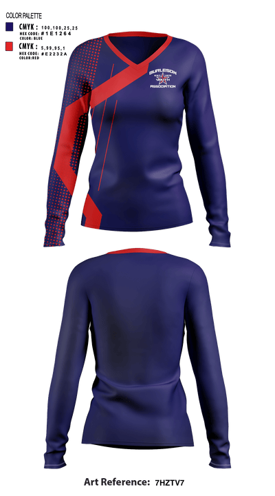 Burleson Youth Association, Inc. 53161479 Women's Long Sleeve V-neck Shirt - 1