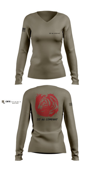 Women's Long Sleeve Vneck Shirt, 312 AG Company, Army, Teamtime, Team time, sublimation, custom sports apparel, team uniforms, spirit wear, spiritwear, sports uniforms, custom shirts, team store, custom team store, fundraiser sports, apparel fundraiser