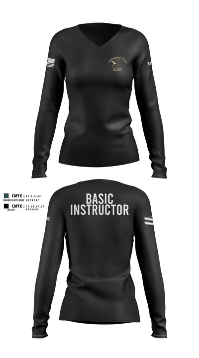 Academy-Basic Unit Women's Long Sleeve V-neck Shirt - 100