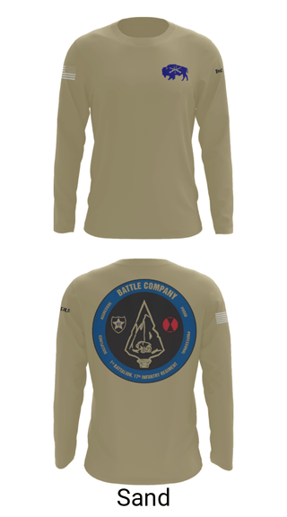 Long Sleeve Performance Shirt, Battle company 1-17IN, Army, Teamtime, Team time, sublimation, custom sports apparel, team uniforms, spirit wear, spiritwear, sports uniforms, custom shirts, team store, custom team store, fundraiser sports, apparel fundraiser