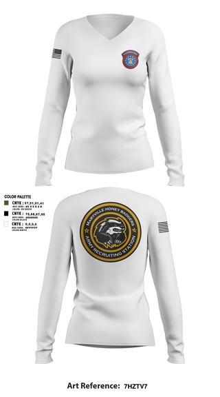 Women's Long Sleeve Vneck Shirt, Maryville Honeybadger, Army, Teamtime, Team time, sublimation, custom sports apparel, team uniforms, spirit wear, spiritwear, sports uniforms, custom shirts, team store, custom team store, fundraiser sports, apparel fundraiser