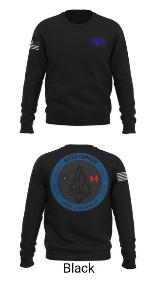 Crew Neck Sweatshirt, Battle company 1-17IN, Army, Teamtime, Team time, sublimation, custom sports apparel, team uniforms, spirit wear, spiritwear, sports uniforms, custom shirts, team store, custom team store, fundraiser sports, apparel fundraiser
