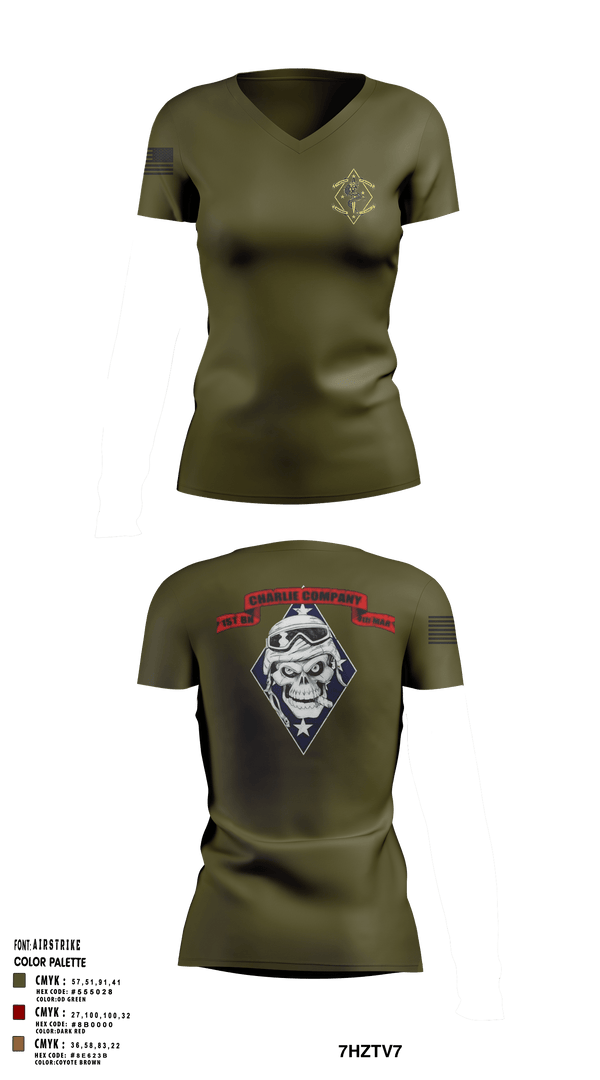 Women's Short Sleeve Vneck Shirt, 1st Batallion 4th Marines, , Teamtime, Team time, sublimation, custom sports apparel, team uniforms, spirit wear, spiritwear, sports uniforms, custom shirts, team store, custom team store, fundraiser sports, apparel fundraiser