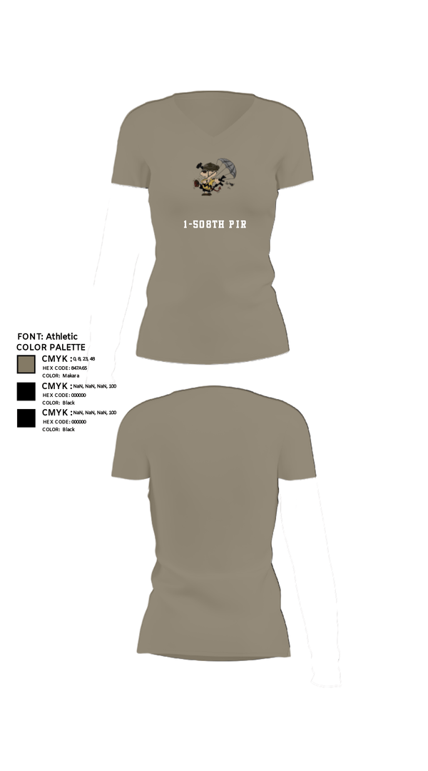 Women's Short Sleeve Vneck Shirt, 1-508th PIR, Army, Teamtime, Team time, sublimation, custom sports apparel, team uniforms, spirit wear, spiritwear, sports uniforms, custom shirts, team store, custom team store, fundraiser sports, apparel fundraiser