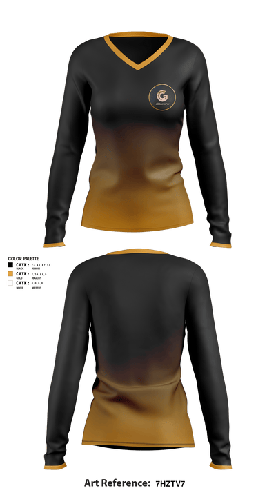 Glazers Elite 68139878 Women's Long Sleeve V-neck Shirt - 1