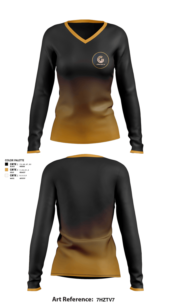 Women's Long Sleeve Vneck Shirt, Glazers Elite, Men's Basketball, Teamtime, Team time, sublimation, custom sports apparel, team uniforms, spirit wear, spiritwear, sports uniforms, custom shirts, team store, custom team store, fundraiser sports, apparel fundraiser
