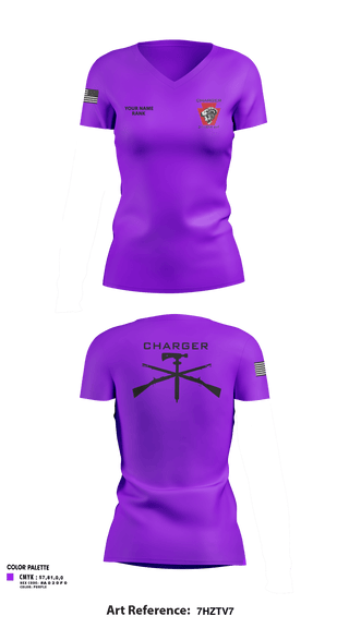 Women's Short Sleeve Vneck Shirt, Charger Co. / 2-112th Infantry Battalion, National Guard, Teamtime, Team time, sublimation, custom sports apparel, team uniforms, spirit wear, spiritwear, sports uniforms, custom shirts, team store, custom team store, fundraiser sports, apparel fundraiser