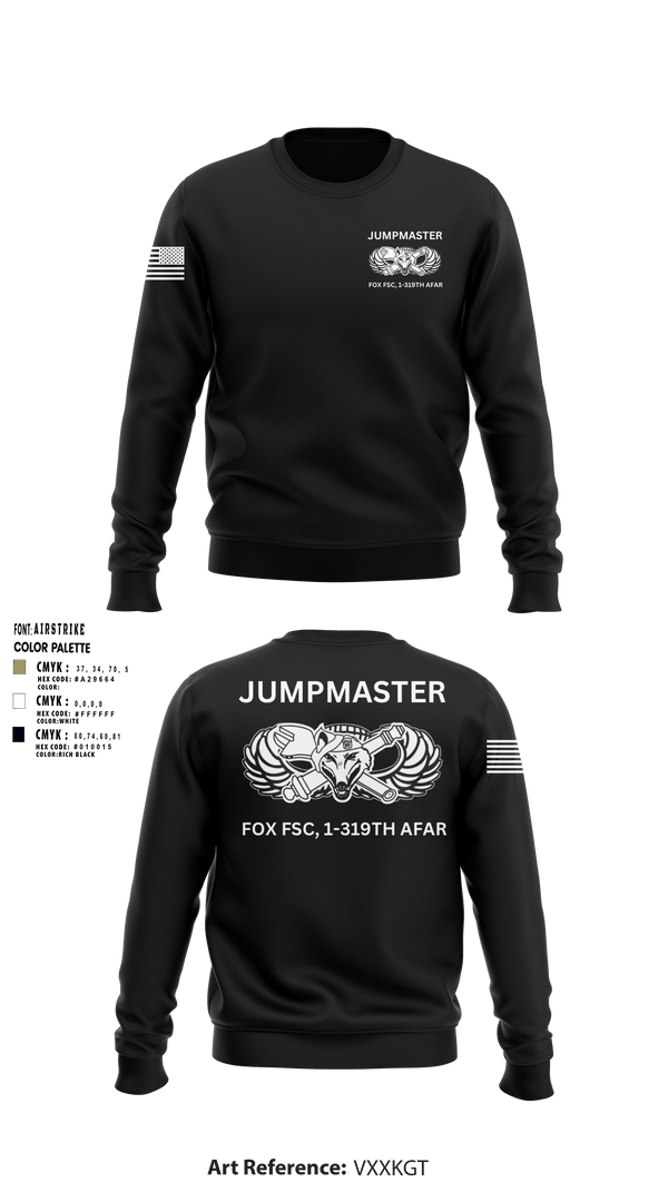 Crew Neck Sweatshirt, Fox FSC, 1-319 AFAR, Army, Teamtime, Team time, sublimation, custom sports apparel, team uniforms, spirit wear, spiritwear, sports uniforms, custom shirts, team store, custom team store, fundraiser sports, apparel fundraiser