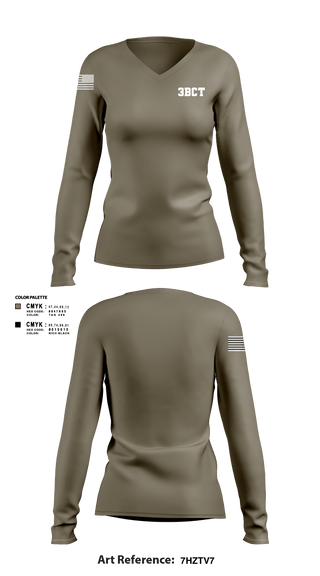 Women's Long Sleeve Vneck Shirt, S2 HHC 3BCT, Army, Teamtime, Team time, sublimation, custom sports apparel, team uniforms, spirit wear, spiritwear, sports uniforms, custom shirts, team store, custom team store, fundraiser sports, apparel fundraiser