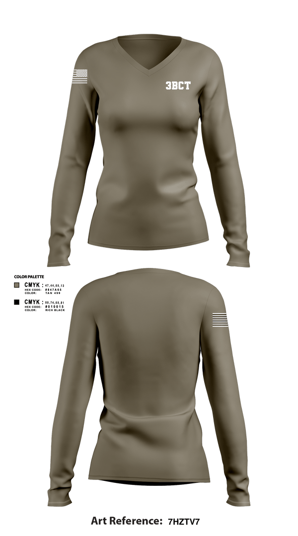 Women's Long Sleeve Vneck Shirt, S2 HHC 3BCT, Army, Teamtime, Team time, sublimation, custom sports apparel, team uniforms, spirit wear, spiritwear, sports uniforms, custom shirts, team store, custom team store, fundraiser sports, apparel fundraiser