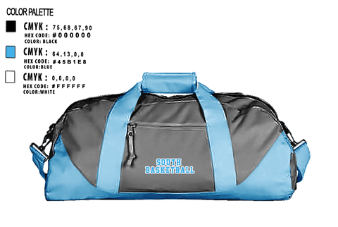 Duffle Bag, South, Men's Basketball, Teamtime, Team time, sublimation, custom sports apparel, team uniforms, spirit wear, spiritwear, sports uniforms, custom shirts, team store, custom team store, fundraiser sports, apparel fundraiser