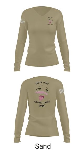 Women's Long Sleeve Vneck Shirt, 380th HVAC, , Teamtime, Team time, sublimation, custom sports apparel, team uniforms, spirit wear, spiritwear, sports uniforms, custom shirts, team store, custom team store, fundraiser sports, apparel fundraiser