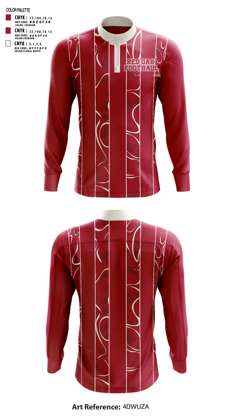 Quarter Zip Jacket, Red oak, Football, Teamtime, Team time, sublimation, custom sports apparel, team uniforms, spirit wear, spiritwear, sports uniforms, custom shirts, team store, custom team store, fundraiser sports, apparel fundraiser