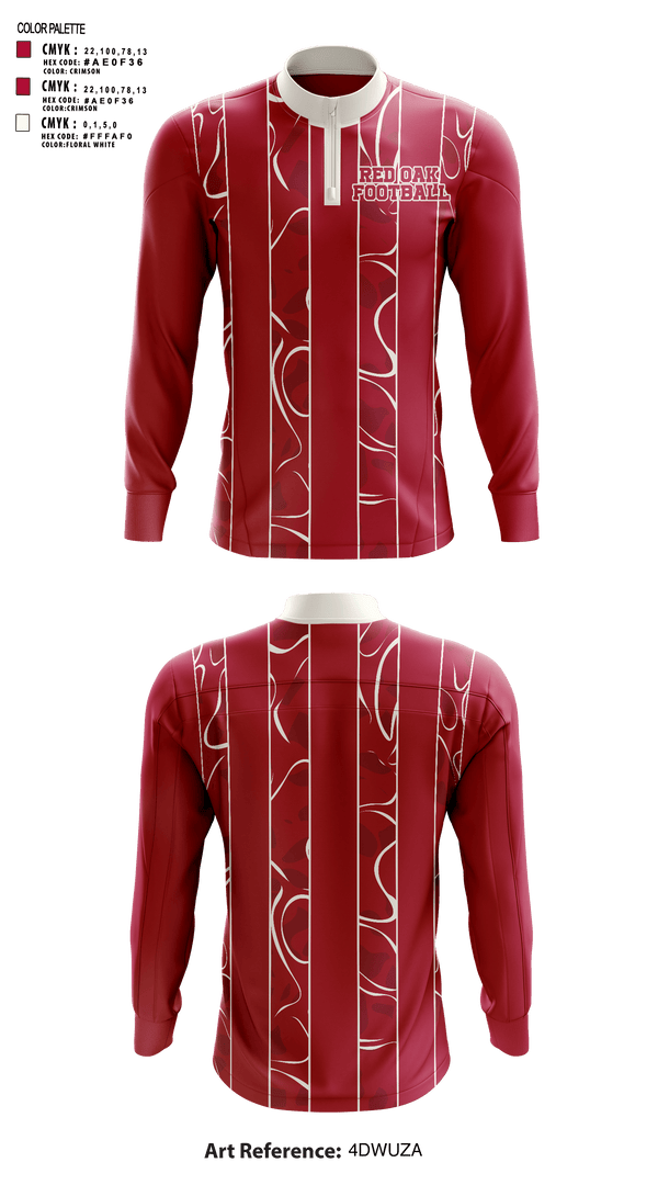 Quarter Zip Jacket, Red oak, Football, Teamtime, Team time, sublimation, custom sports apparel, team uniforms, spirit wear, spiritwear, sports uniforms, custom shirts, team store, custom team store, fundraiser sports, apparel fundraiser