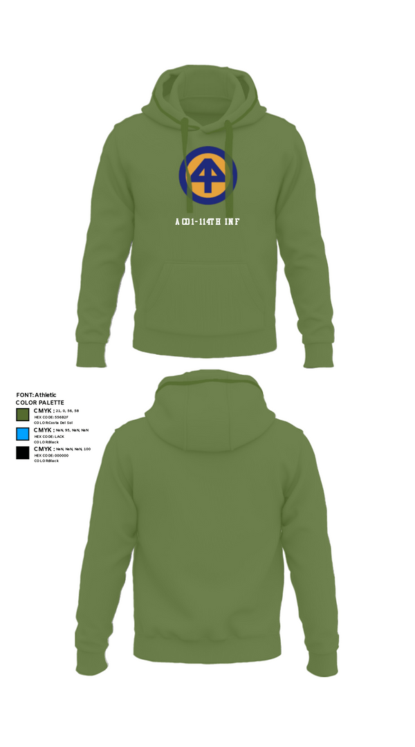 Hoodie, A Co 1/1-114thA Co 1-114th INF, Army, Teamtime, Team time, sublimation, custom sports apparel, team uniforms, spirit wear, spiritwear, sports uniforms, custom shirts, team store, custom team store, fundraiser sports, apparel fundraiser