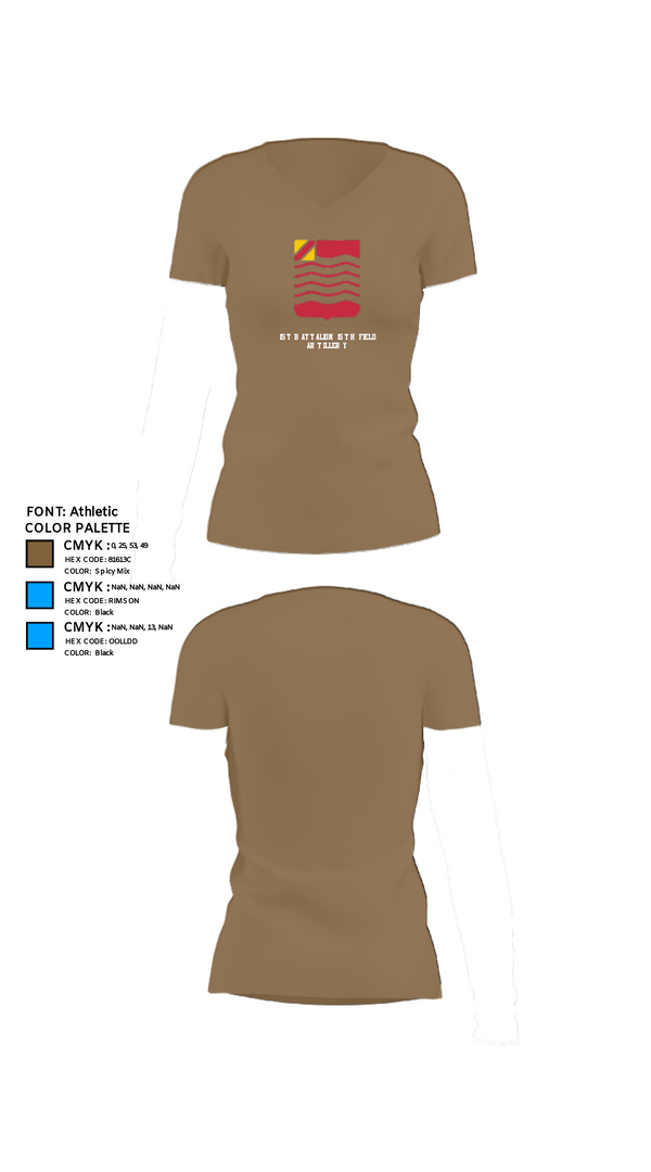 Women's Short Sleeve Vneck Shirt, 1st Battalion 15th Field Artillery, Army, Teamtime, Team time, sublimation, custom sports apparel, team uniforms, spirit wear, spiritwear, sports uniforms, custom shirts, team store, custom team store, fundraiser sports, apparel fundraiser