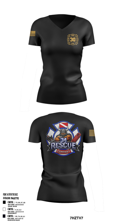 Ripley vol. fire dept 96046558 Women's Short Sleeve V-neck Shirt - 7
