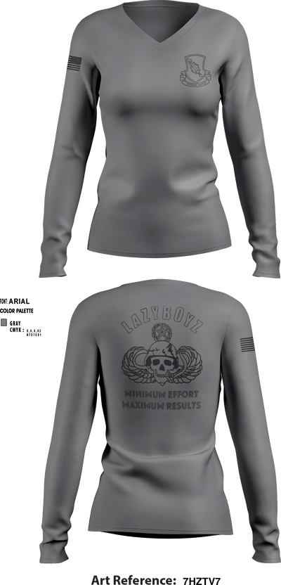 LAZY HELLDIVER 74477476 Women's Long Sleeve V-neck Shirt - 9