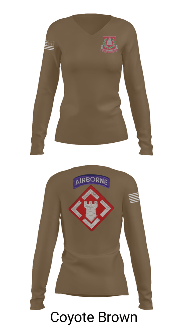 Women's Long Sleeve Vneck Shirt, 37th engineer bn, Army, Teamtime, Team time, sublimation, custom sports apparel, team uniforms, spirit wear, spiritwear, sports uniforms, custom shirts, team store, custom team store, fundraiser sports, apparel fundraiser