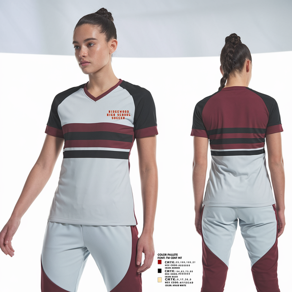 Women's Short Sleeve Vneck Shirt, Ridgewood High School, Women's Soccer, Teamtime, Team time, sublimation, custom sports apparel, team uniforms, spirit wear, spiritwear, sports uniforms, custom shirts, team store, custom team store, fundraiser sports, apparel fundraiser