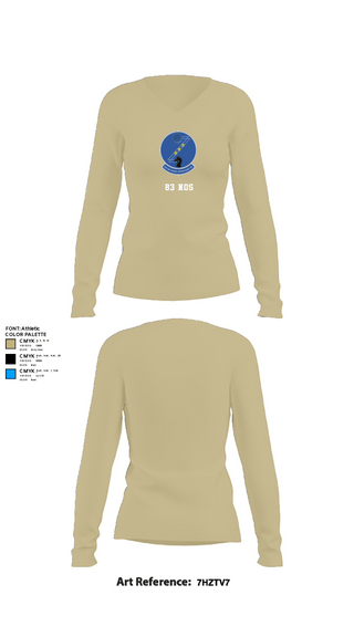 Women's Long Sleeve Vneck Shirt, 83 NOS, Air Force, Teamtime, Team time, sublimation, custom sports apparel, team uniforms, spirit wear, spiritwear, sports uniforms, custom shirts, team store, custom team store, fundraiser sports, apparel fundraiser