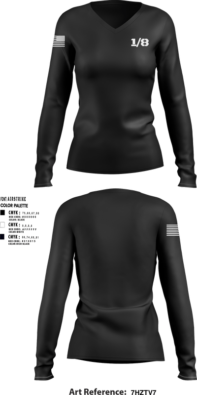 1/8 74512823 Women's Long Sleeve V-neck Shirt - 102