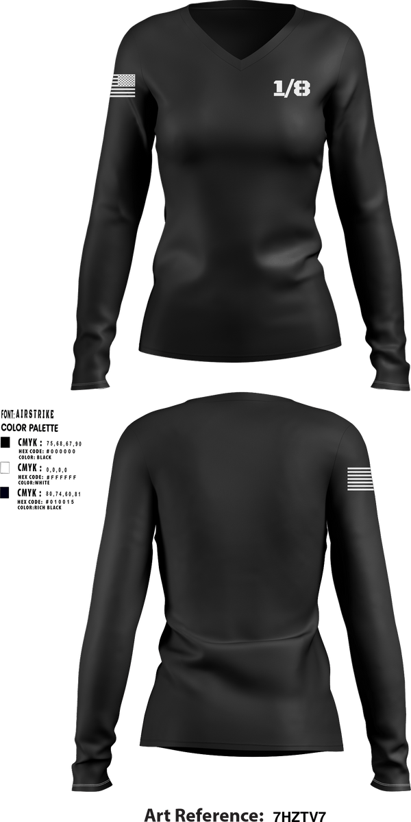 Women's Long Sleeve Vneck Shirt, 1/8, Marines, Teamtime, Team time, sublimation, custom sports apparel, team uniforms, spirit wear, spiritwear, sports uniforms, custom shirts, team store, custom team store, fundraiser sports, apparel fundraiser