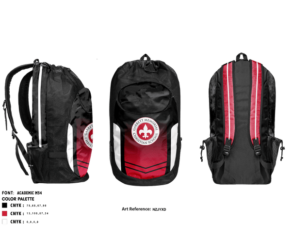 Gear Bag, Garrett Memorial Christian School Volleyball, Women's Volleyball, Teamtime, Team time, sublimation, custom sports apparel, team uniforms, spirit wear, spiritwear, sports uniforms, custom shirts, team store, custom team store, fundraiser sports, apparel fundraiser