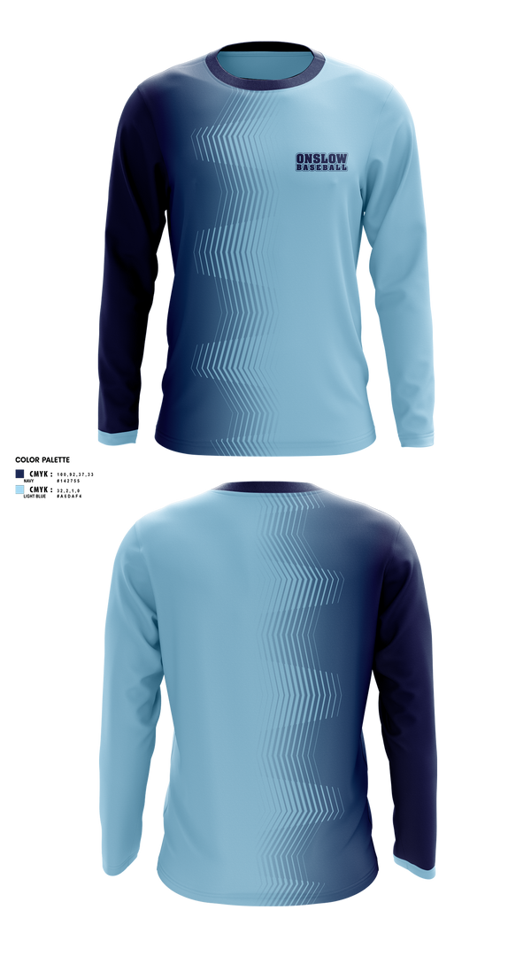 Long Sleeve Performance Shirt, Onslow, Baseball, Teamtime, Team time, sublimation, custom sports apparel, team uniforms, spirit wear, spiritwear, sports uniforms, custom shirts, team store, custom team store, fundraiser sports, apparel fundraiser