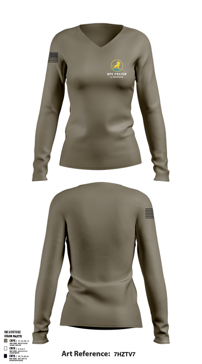 Ape Polish-Service 19448137 Women's Long Sleeve V-neck Shirt - 1