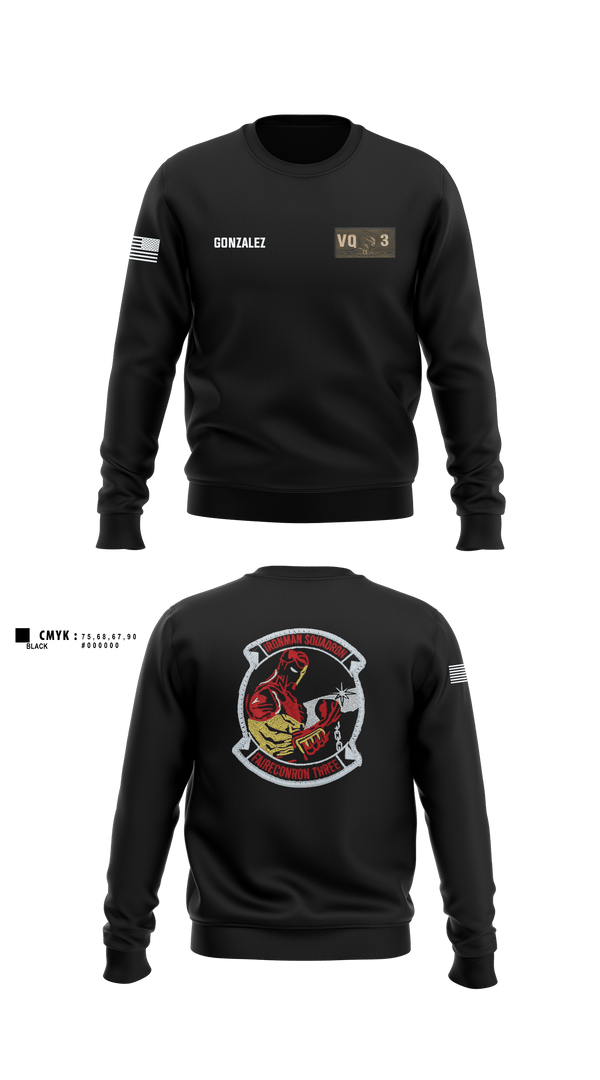 Crew Neck Sweatshirt, VQ-3 DET TRVS, Navy, Teamtime, Team time, sublimation, custom sports apparel, team uniforms, spirit wear, spiritwear, sports uniforms, custom shirts, team store, custom team store, fundraiser sports, apparel fundraiser