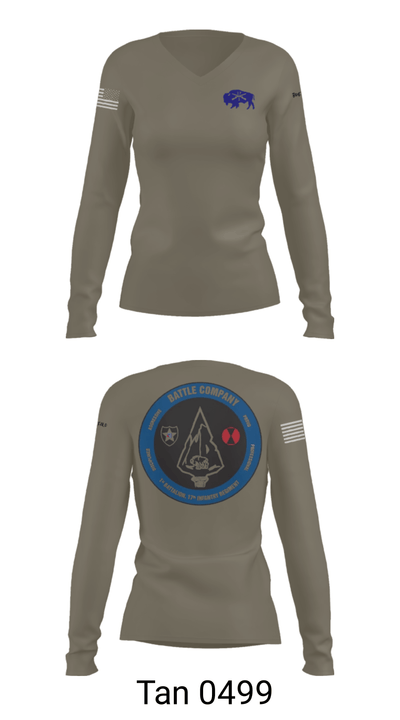 Battle company 1-17IN 67217435 Women's Long Sleeve V-neck Shirt - 77